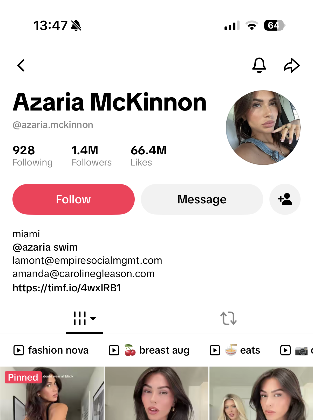 Creator profile showing later audience growth